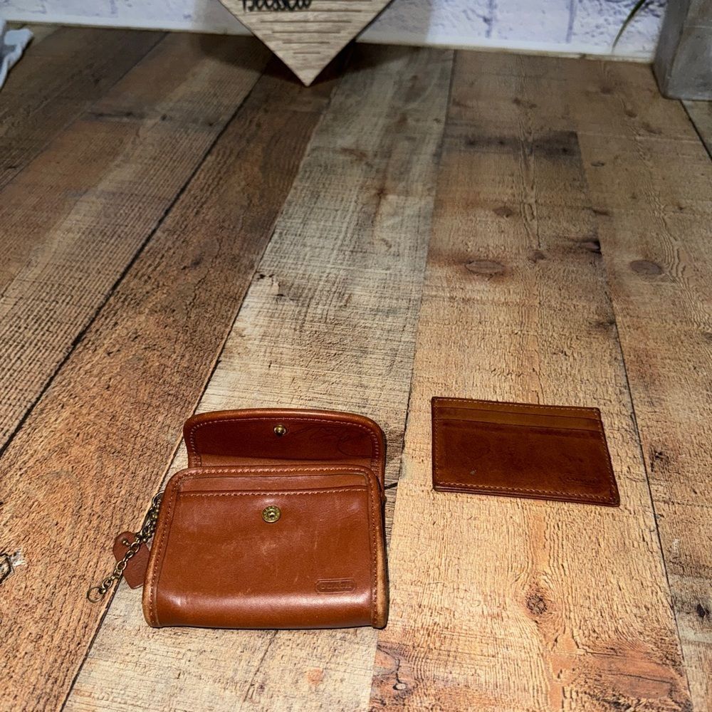 Vintage Coach Multifunction Wallet #7219 British Tan 1990's and card holder - Picture 10 of 13